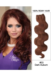 18” #33 Dark Auburn Body Wave Weave Remy Hair Weft Human Hair Extensions 18” #33 Dark Auburn Body Wave Weave Remy Hair Weft Human Hair Extensions